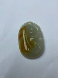 Genuine Grade A Natural Burmese Honey Yellow Jadeite Hand Carved Ruyi Amulet Pendant Fine Jewelry