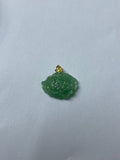 Grade A Natural Clear Water Green Lotus Jadeite Pendant With Solid 18K Gold Bail For Women
