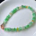 Natural Multi Color Burmese Jadeite Chip Bracelet, Icy Green Yellow White Tri Color Jade Bead Bracelet 14K Gold Filled Clasp Healing Crystal Jewelry Gift For Women