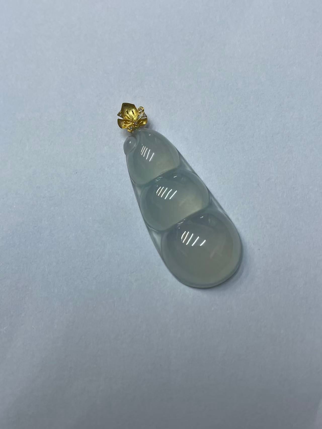 Genuine Grade A Jadeite Bean Pendant | Hand-Carved Natural Burmese Jade Necklace